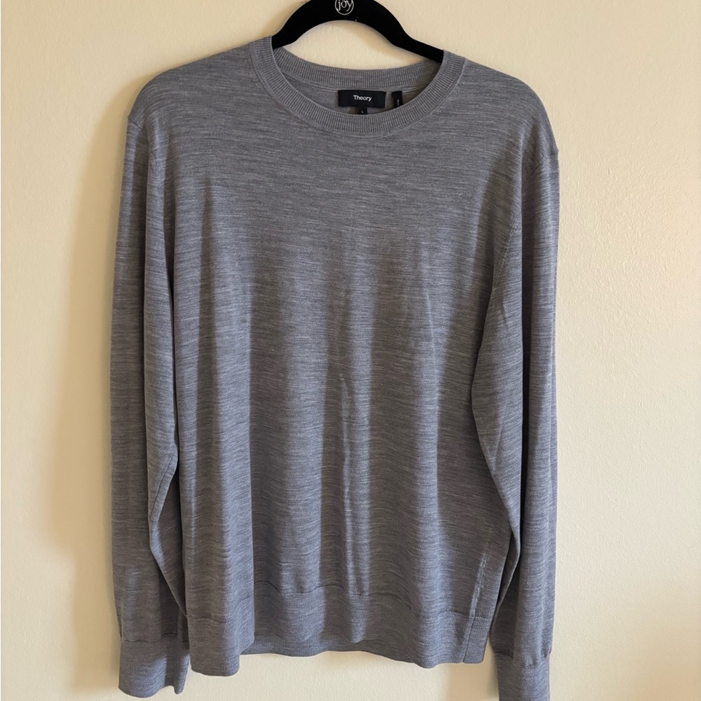 Theory Men's Light Gray Crewneck regal wool Sweater